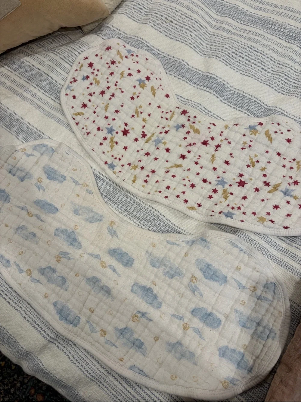 aden + anais Printed Muslin Burp Cloths in White, Blue, Gray, Gold & Red